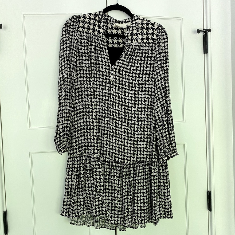 Anthropologie black & white houndstooth dress